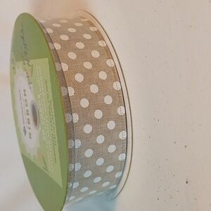 Natural With White Polka Dots